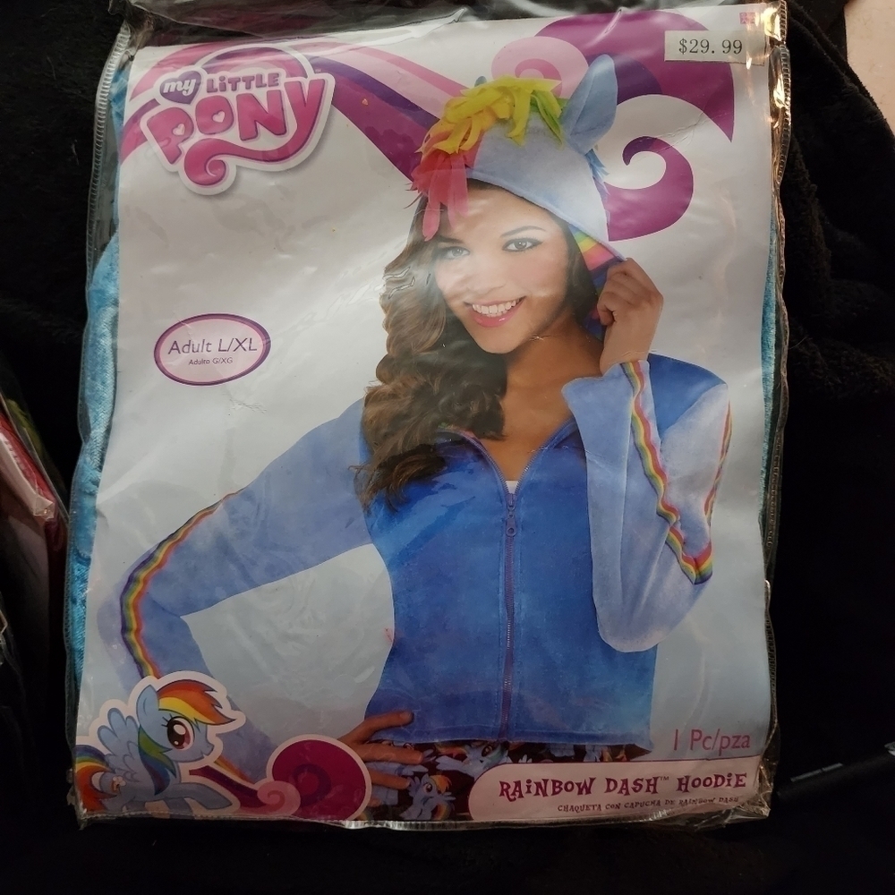 NWT My Little Pony Rainbow Dash Hoodie Adult L/XL Halloween Costume Cosplay New